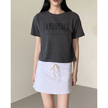 여성용 라호스 프린팅 크롭 반팔 티셔츠 T9444K24