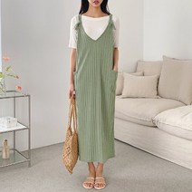여름 코듀로이 양면 브이넥 나시 맥시원피스 (3color)