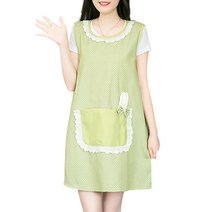 감성갤러리 레이스 도트 레빗포인트 뒷트임 앞치마, 그린