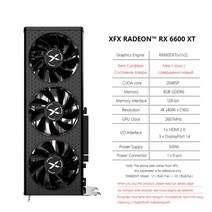 새로운 오리지널 XFX Radeon RX 6600 XT 8GB OC RX6700XT 12GB GDDR6 AMD RDNA2 DirectX 12 컴퓨터 그래픽, 02 RX 6600 XT 8GB