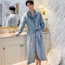 드라이로브 커플 겨울 따뜻한 플란넬 버튼 여성용 나이트 드레스 가운 두 주머니 두꺼운 목욕 가운 벨트가있는 느슨한 슈퍼 소프트 가운, 2, xl(60-75kg)
