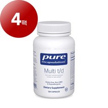 Pure Encapsulations 멀티 T-D 투 퍼 데이 멀티비타민 미네랄 포뮬라 120캡슐, 4팩