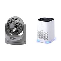 [세트 구입]아이리스 오야마 서큘레이터 조용한 8 다다미 마카롱 매트 디자인 좌우 목 흔들기 파워풀 송풍 컴팩트 PCF-MKM15-H 그레이 + 공기 청정기 10 다다미 탈취 먼지 꽃가루 집진 소형 조용한 밤
