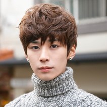 남자 군인 탈모 맞춤 컷트 정수리 펌 가발 남성 통가발 미디움 스핀 스왈로펌, L, 내츄럴블랙