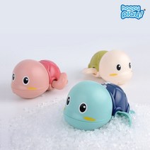 해피플레이 헤엄치는 파닥파닥 거북이 1+1+1 아기 유아 욕조 물놀이 태엽 장난감, 파닥파닥 거북이3종 (레드+그린+레드)