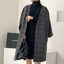 자가드 맥시 베이직 도톰 자카드 클래식 헤링본 롱 코트 테일러드 벨티드 하운드 체크