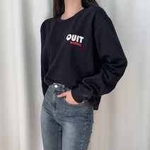 티데일리 남녀공용 쿠잇 특양면 맨투맨 레터링 긴팔 티셔츠