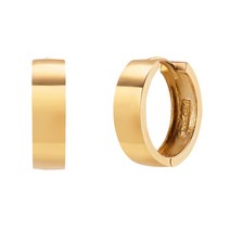 모아르 18K 원터치 귀걸이 유광평 폭4mm 지름0.8cm