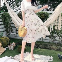 분위기있는 투피스느낌 바캉스룩 플레어 쉬폰원피스_선물 - 2022958EA