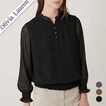 [올리비아로렌]프린트 스모킹 블라우스 VOCNL3F7211