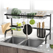 공유라이프 블랙 메탈 길이조절 식기건조대 65-93cm, 1개