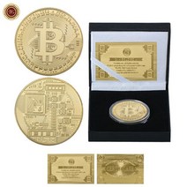비트코인 기념주화 은화 금화 희귀동전 동전 수집품 bitcoin 품질 블랙 박스 동전 홀더 복사 골드 도금 컬렉션 동전 비트 동전 생일 크리스마스 선물, 스타일 1
