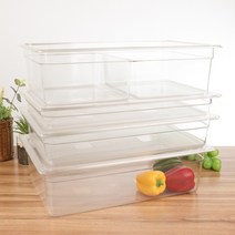 PC 밧드 투명 9분의1 2인치 AA 냉장고 정리 밀폐 보관 통 플라스틱 밧트, 투명 full (53x32.5cm), 8인치 20cm 밧드