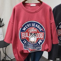 가바바 여성 오버핏 반팔티 빈티지 프린팅 캐주얼 반팔티셔츠 G61585
