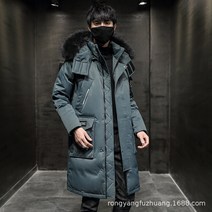 탈부착 퍼 후드 남자 롱패딩 오리털 벤치 덕다운 자켓 코트 야상 겨울 방한 점퍼
