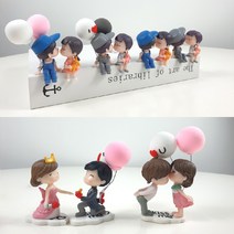 커플 피규어 세트 차량용 인테리어 소품 장식품, 풍선O 마주보며 프로포즈