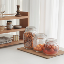 밀폐 과일청 유리병 3size 피클 용기 시리얼 견과류 캐니스터 잡곡 쌀 원두 보관 통, 1400ml