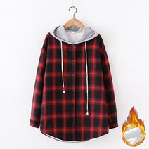 기모 후드 체크 남방 여성 루즈핏 셔츠 캐주얼 자켓 하늘비즈 A31 N110G136