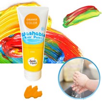 절약캡 워셔블 아기물감놀이 리필용 주황 220ml 초등학교미술 수업용 생일