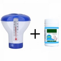 인텍스수중청소기 수영장청소기 아쿠아잭수중청소기 인텍스청소기 수중청소기 수영장 염소 정제 발포성 소독 청소 온도계가 있는 화학 플로터 디스펜서 세트, Dispenser100pcTablet