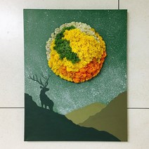 온향 달빛아래 십장생시리즈(달빛아래 사슴) 이끼액자6호 32X41 건강운 장수운 스칸디아모스 개업 집들이 특별한선물 실내인테리어 액자