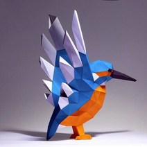 페이퍼크래프트 헌팅트로피 대형 종이접기 3D 종이크래프트 종이 인형 취미 아트 종이공예 만들기 핫신상3d 모델 수제 41cm 물총새 새 diy 홈 장식 책상 장식 퍼즐 교육, 없음