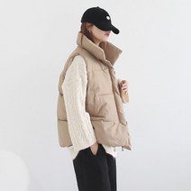 애플망고옷장 숏 사선조끼패딩 베스트 오버핏패딩조끼