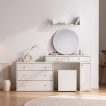 [삼익가구] 로사 화장대 3단 풀세트, 스툴포함, 화이트