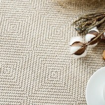 [바보사랑] 벨기에 심플 솔리드 사이잘룩 수입 거실러그 (아이보리) (160x230cm)