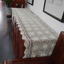 거실장 위에 까는것 손뜨개 레이스 테이블 보 커버 러너 식탁보, 40x110cm, 하얀