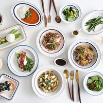 시라쿠스 메이플 접시 파스타볼 브런치 그릇, 코지블루, 파스타볼23cm