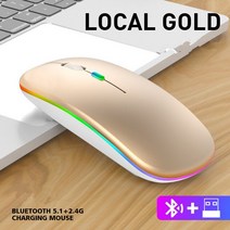 게이밍마우스 게임용 컴퓨터 블루투스 무선 마우스 게이머 충전식 컴퓨터 RGB LED 백라이트 인체 공학적 게, 03 Gold, 한개옵션1