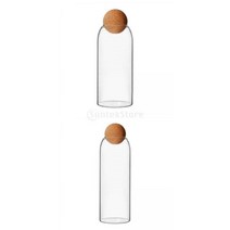 GHSHOP 주방 너트 가루 용 볼 코르크 밀폐 보관 항아리가있는 2x 유리 병, 950ml 1300ml, 분명한, 유리와 코르크