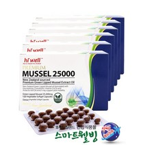 하이웰 프리미엄 초록홍합오일 25000mg 뉴질랜드초록홍합 그린머슬 글루코사민 콘드로이친 크릴오일 함유, 100캡슐, 6박스+추가상품