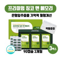 프리미엄 징코 앤 메모리 두뇌 인지력 진코 영양제 기억력 혈행건강 도움 60대 70대 집중력 은행잎추출물 건강기능식품, 500mg X 90캡슐 3개