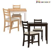 IKEA 이케아 LERHAMN 2인용 테이블세트, 블랙브라운 203.657.15/503.633.76