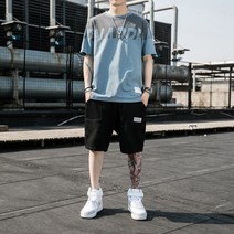 스포츠 남성 캐주얼 t남자티 여름 세트 2022 뉴타입 단소, T04-2XL, C04-11트-짙은블루 색