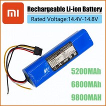 샤오미로봇청소기배터리 샤오미 5600MAh/6800MAh/9800MAH 리튬 이온 배터리 CECOTEC CONGA 5090 로봇 진공 청소기 14.4V 14.8V INR18650, 5200MAH