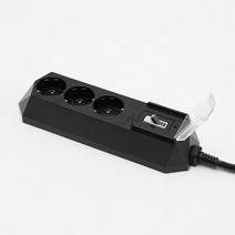 아이정 4000W 고용량 대용량 고전력 과부하차단 3구 블랙 멀티탭, 1개, 30cm