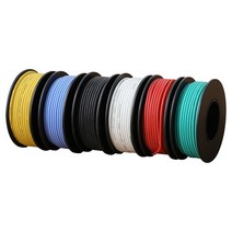 전기 wire14 16 18 20awg 실리콘 와이어 후크 와이어 케이블 부드럽고 유연한 주석 도금 구리 와이어 고온 저항, 검은색, 10m, 24아그