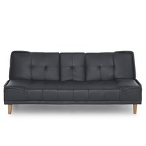 [2023년형NEW] 에보니아 씨어터 컵홀더 쇼파베드 에어레더 3인용소파, 원목다리_다크그레이