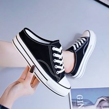 여성용 5cm 두꺼운 바닥 내부 강화 외부 하이힐없이 두 개 2022 봄 여름 가을 새로운 반 드래그 학생 소녀 캔버스 신발 여성 운동화