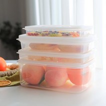 나카야 4가지사이즈 납작 밀폐용기 냉장고정리 반투명 소분 야채 과일보관, 1.5L