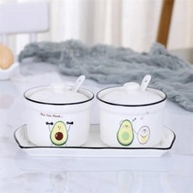 세라믹 양념 항아리 뚜껑 숟가락 세트 주방 도구 조미료 용기 가정용 소금 후추 통 조미료 병 설탕 그릇, 2pcs D, 하나