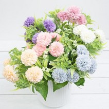 [바보사랑] 잉글리쉬 폼폼 데이지 꽃 부쉬 실크플라워 조화, 색상:Mauve(모우브)
