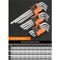 9PCS L 양단 스크루 드라이버 육각 렌치 세트 알렌 키 육각형 플랫 볼 Torx 스타 헤드 스패너 키 세트 핸드 툴, 01 Flat Head_03 Size XL