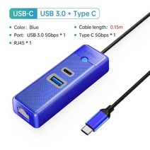 usb허브 c타입허브 호환 ORICO-USB 3.0 c형 허브 RJ45 1000Mbps 이더넷 Lan 어댑터 기가비트 네트워크 카드, 20 USBC 15cm USB3.0C BL