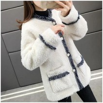 라운드자켓 봄자켓 노카라 여성숏자켓 캐시미어 라운드 넥 탑 가죽 원피스 양모 코트 작고 향기로운 가을 겨울 2023