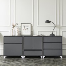 블랑누보 사이드보드 티브다이 거실 TV 서랍장 높은 티비다이 안방 TV장 키큰 거실장 세트, 그레이(높은거실장세트)