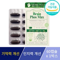 포스파티딜세린 징코 기억력 인지력 개선 은행잎추출물 뇌 두뇌 영양제 수험생 부모님 선물 사은품 증정, 1박스